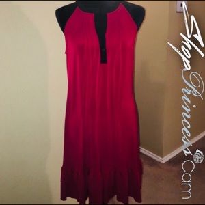 ❤️En Focus Studio Cranberry Ruffle Shift Dress Sz8